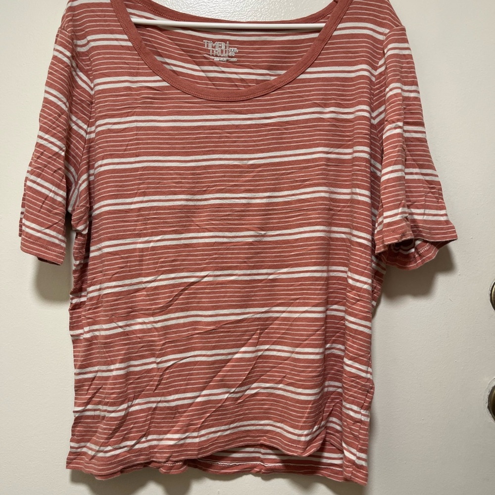 Time and Tru Red and White Striped Shirt XXL